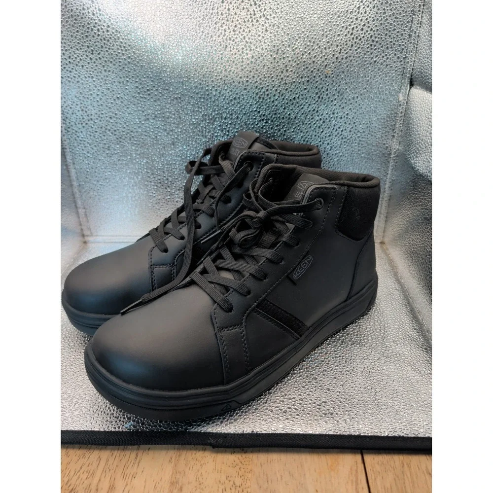 Keen Utility Mens Kenton Mid PTC Soft Toe Black Leather Work Boots Size 11D